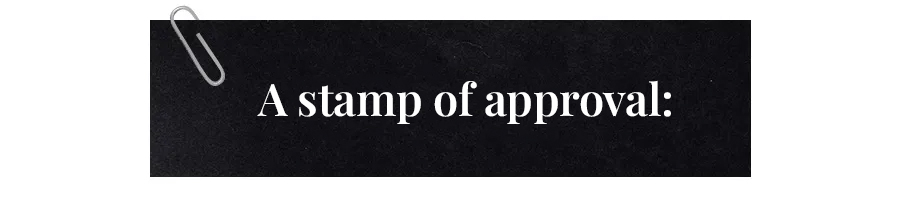 text that says a stamp of approval