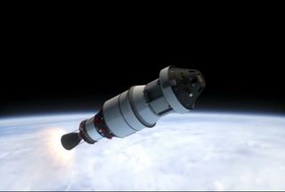NASA's first Orion space capsule ascends into orbit in this still from a NASA animation depicting the unmanned Exploration Flight Test 1 mission to test spacecraft systems and re-entry capabilities.