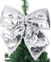 Toyland 30cm Silver Sequin Bow, £6.99, Amazon