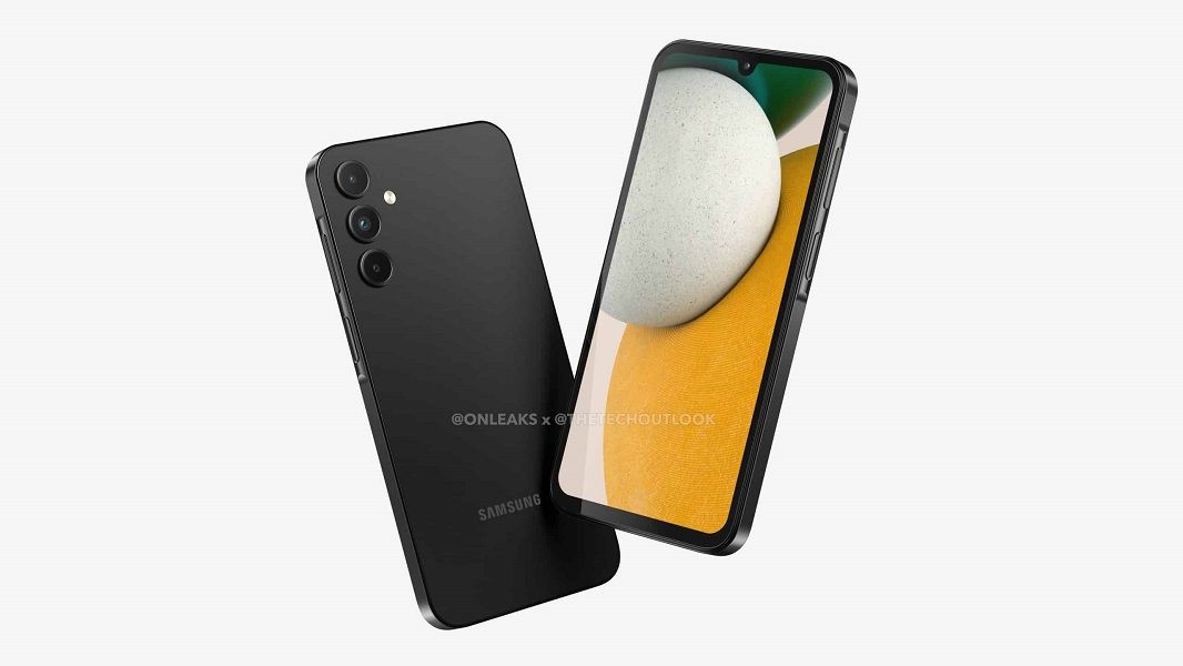 A leaked rendering showing the Galaxy A15 from the front and back.