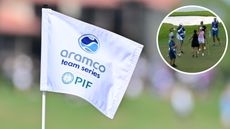 An Aramco Team Series flag in the wind