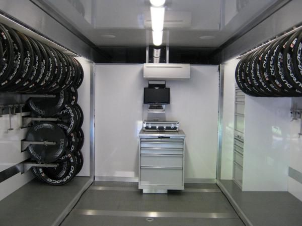 Inside there is room for two mechanics to work in the dry