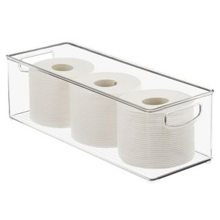 Mdesign Plastic Storage and Toiletry Organizer for Bathroom - 4 Pack - Clear