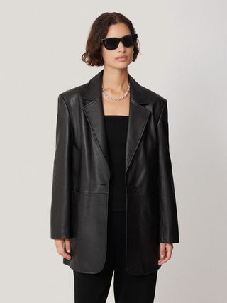 Tailored Leather Blazer | Black