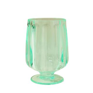 A mint goblet wine glass