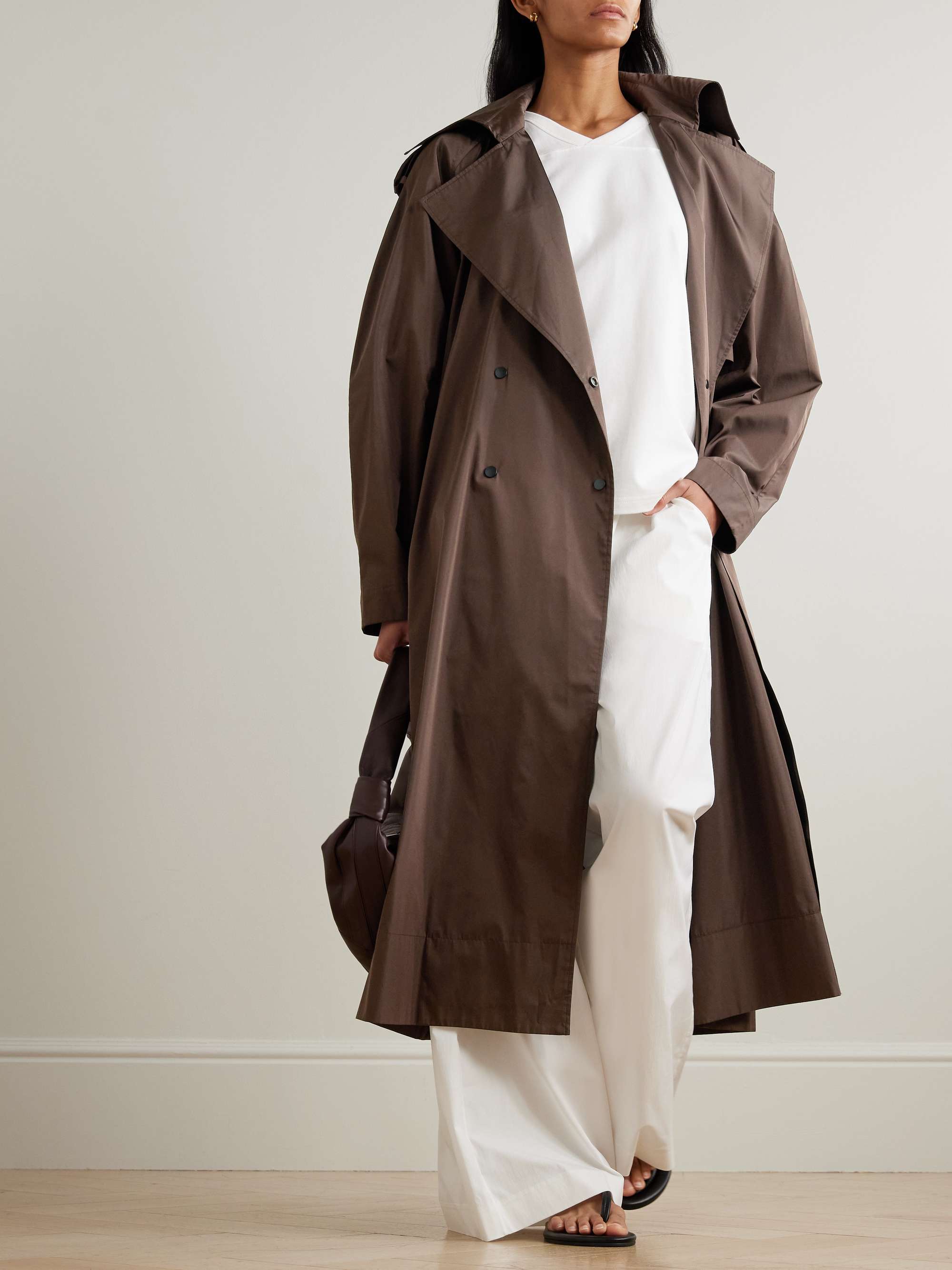 Double-Breasted Recycled-Taffeta Trench Coat