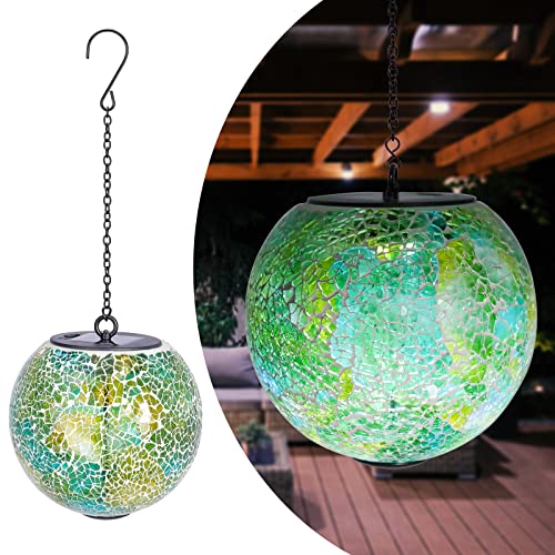 Solar Hanging Lantern Solar Outdoor Lanterns Mosaic Gazing Ball Outdoor Hanging Lights Outdoor Lights Waterproof Garden, Patio, Pathway &amp;amp; Yard D&amp;eacute;cor Green