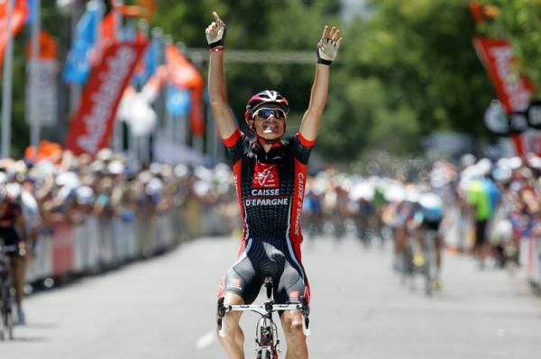 Luis Leon Sanchez (Caisse d'Epargne) celebrates his stage victory at Tour Down Under.