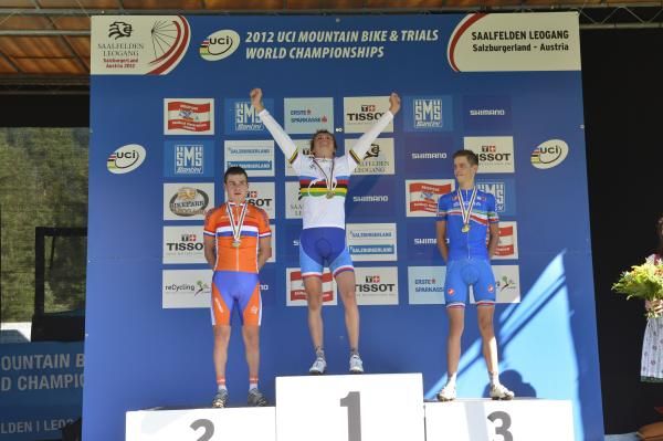 Ondrej Cink (Czech Republic) was delighted to stand on the top step of the U23 men's cross country Worlds podium