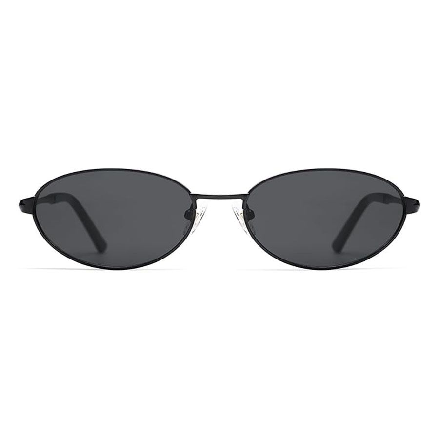Appassal Retro Oval Sunglasses for Women Mens With Spring Hinge Sunnies Ap3696, Black/grey