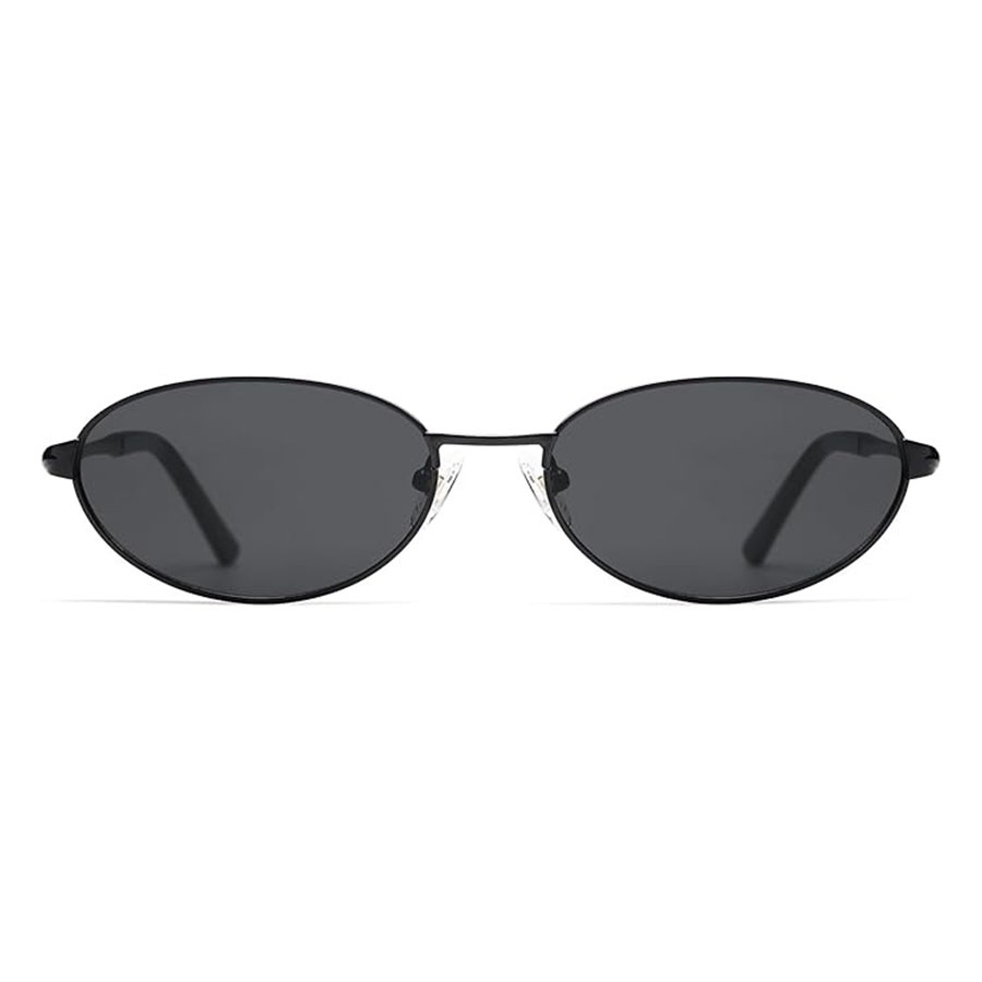 Appassal Retro Oval Sunglasses for Women Mens With Spring Hinge Sunnies Ap3696, Black/grey