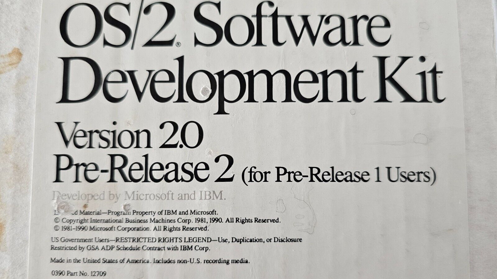 Preview version of Microsoft OS/2 was sold for $650 on eBay