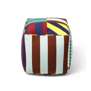 floor pouf in colorful geometric print