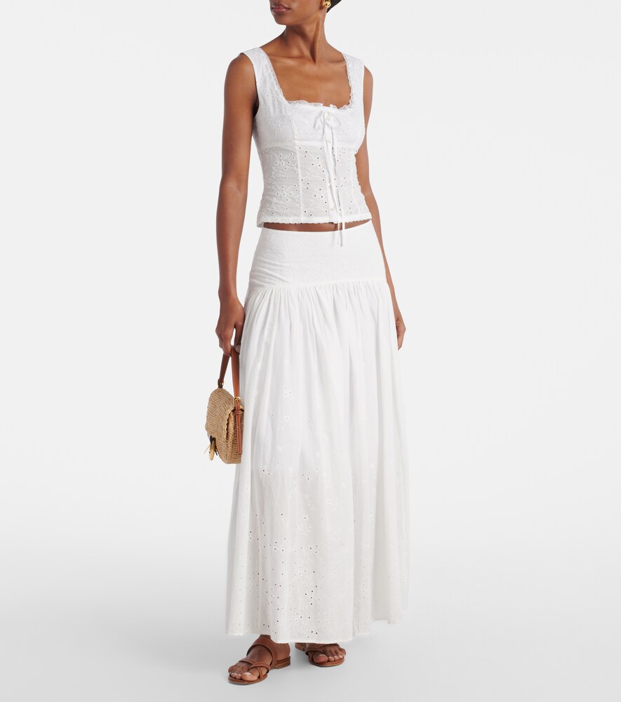 Procida Pleated Cotton Maxi Skirt
