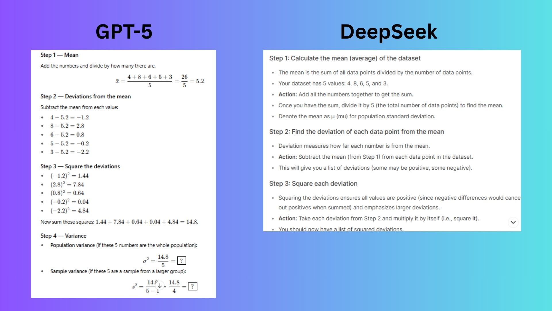 GPT-5 vs deepseek screenshot