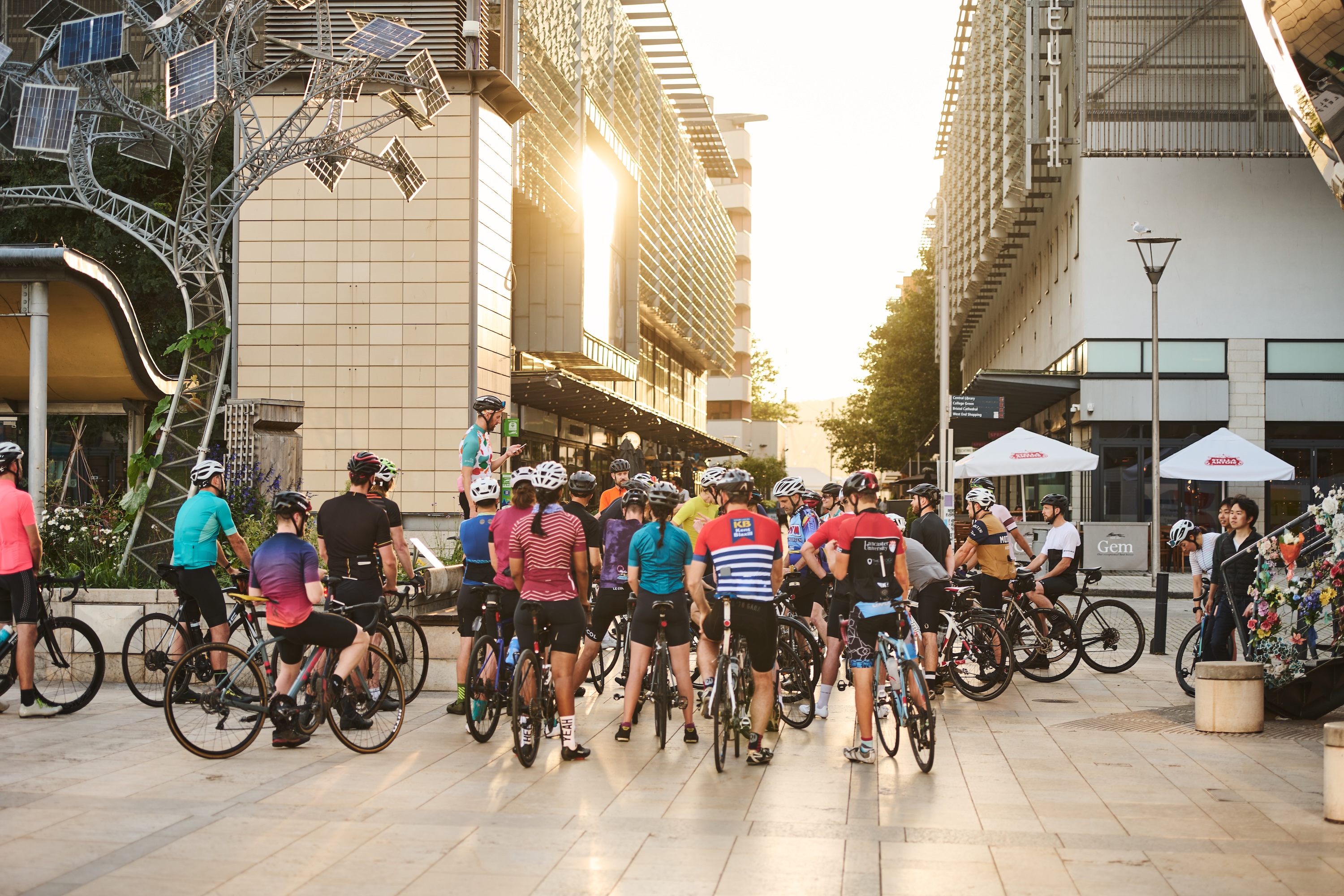 A cycling club before riding