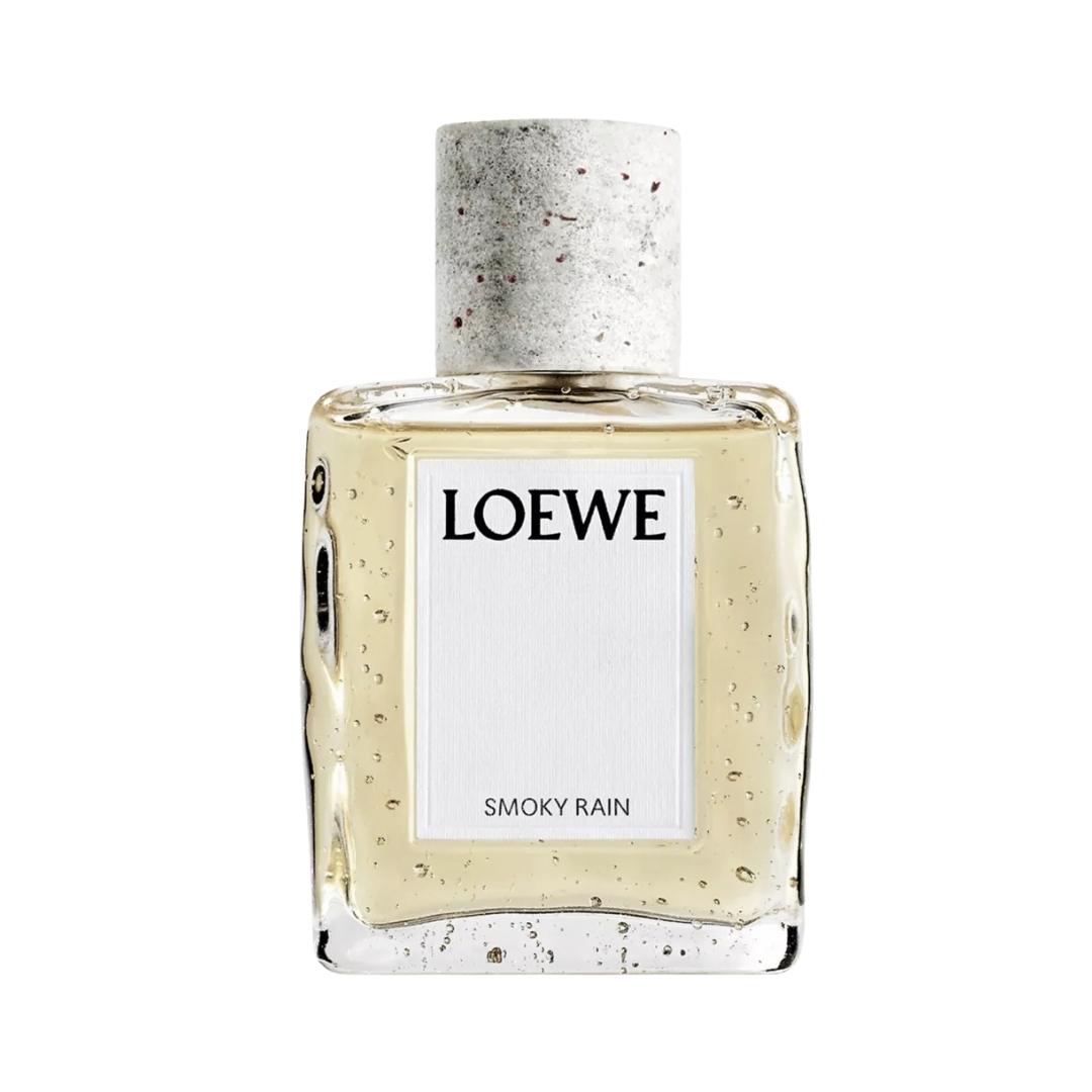 A product shot of Loewe Smoky Rain Eau de Parfum on a white background