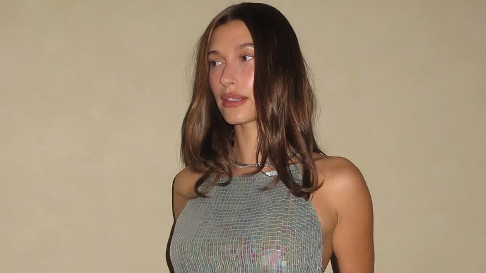 Hailey Bieber celebrated her 29th birthday in a vintage DKNY sequin top and flared jeans