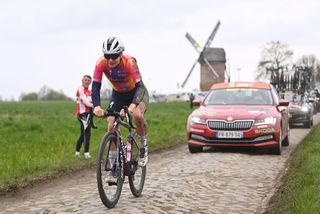 Lotte Kopecky (SD Worx) chasing after the crash in Paris-Roubaix Femmes