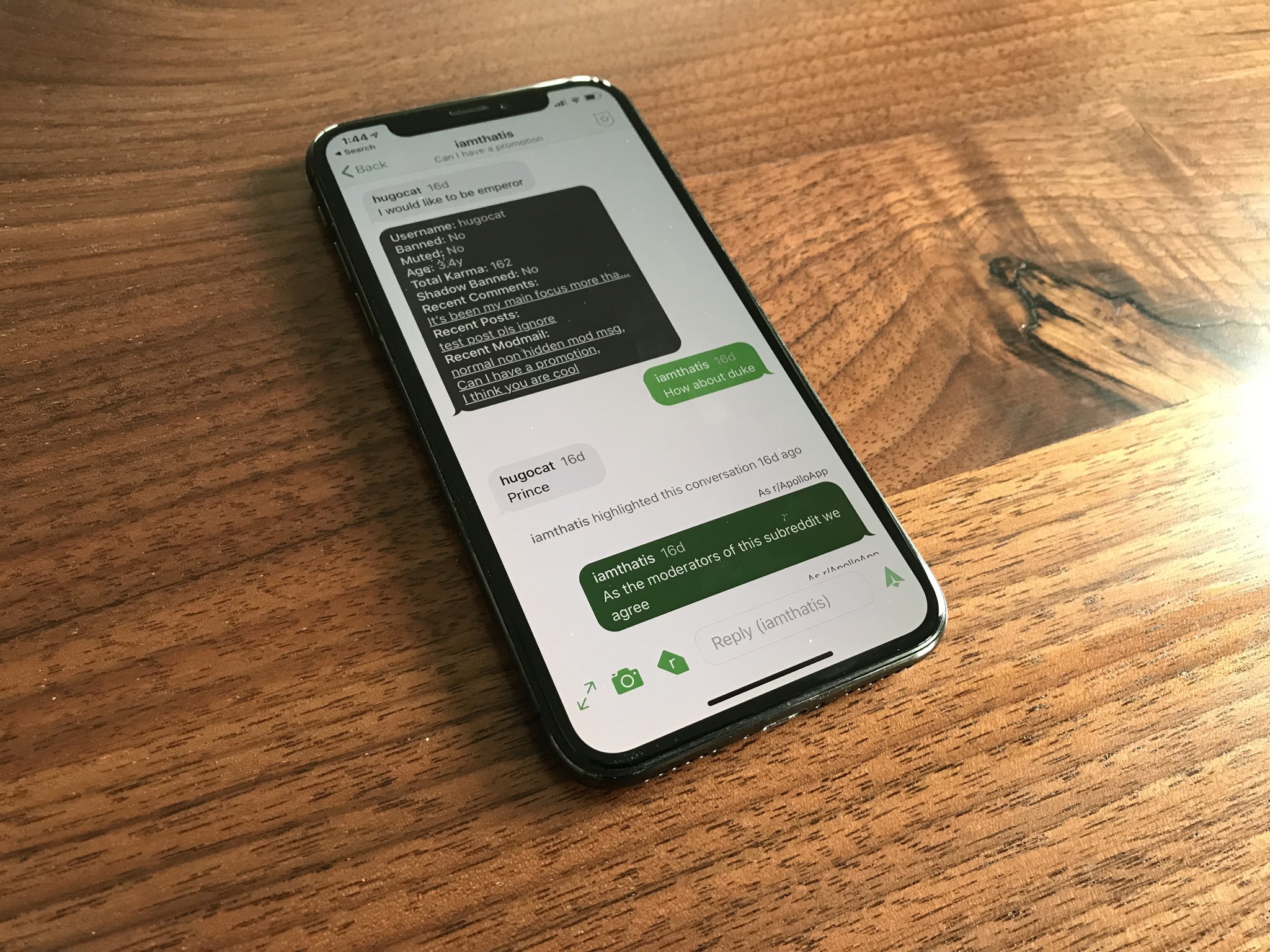 Apollo threaded PMs