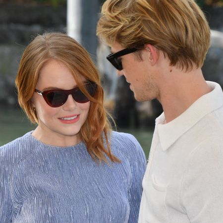 Emma Stone and Joe Alwyn at a photo call for 2018 film The Favourite