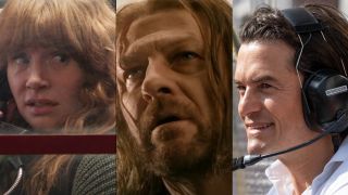 Bryce Dallas Howard in Argylle, Sean Bean in Game of Thrones, and Orlando Bloom in Gran Turismo, pictured side by side.