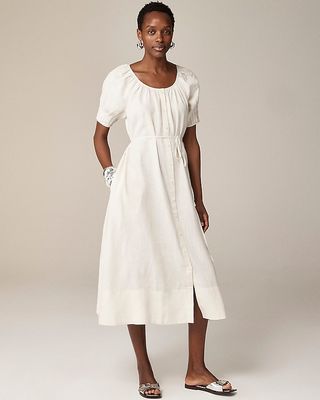 Button-Up Midi Dress in Linen