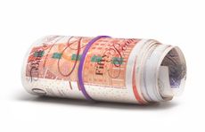 Roll of UK bank notes