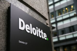 Deloitte logo pictured on a sign outside the company's offices in London
