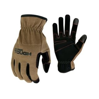 Hyper Tough Cotton Duck Canvas Utility, Unisex Work Gloves, Brown, Medium, Ht88981-23