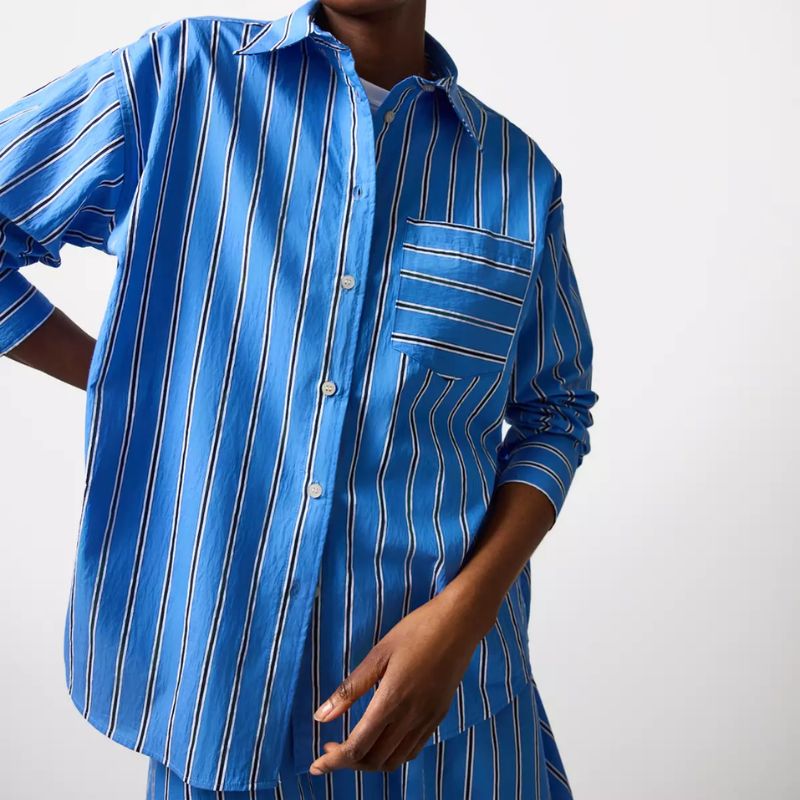 blue striped shirt
