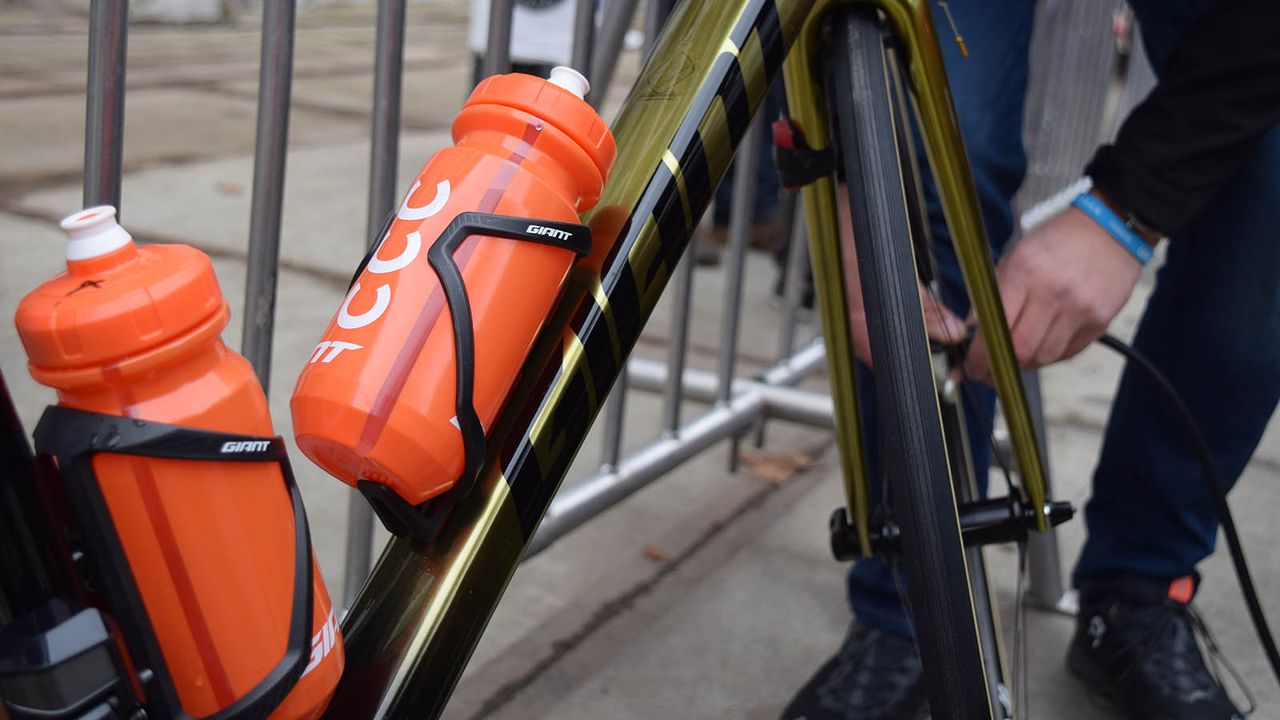 The iconic orange of the CCC Team colours feature on the team's bidons