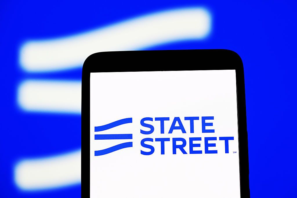 State Street logo displayed on a smartphone.