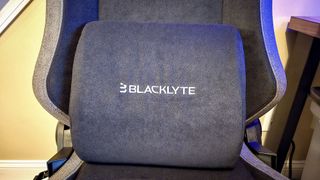 A close up shot of the lumbar pillow that comes with the Blacklyte Athena