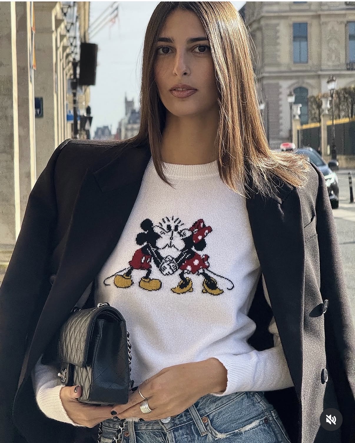 Salome Mori wears a Disney sweater