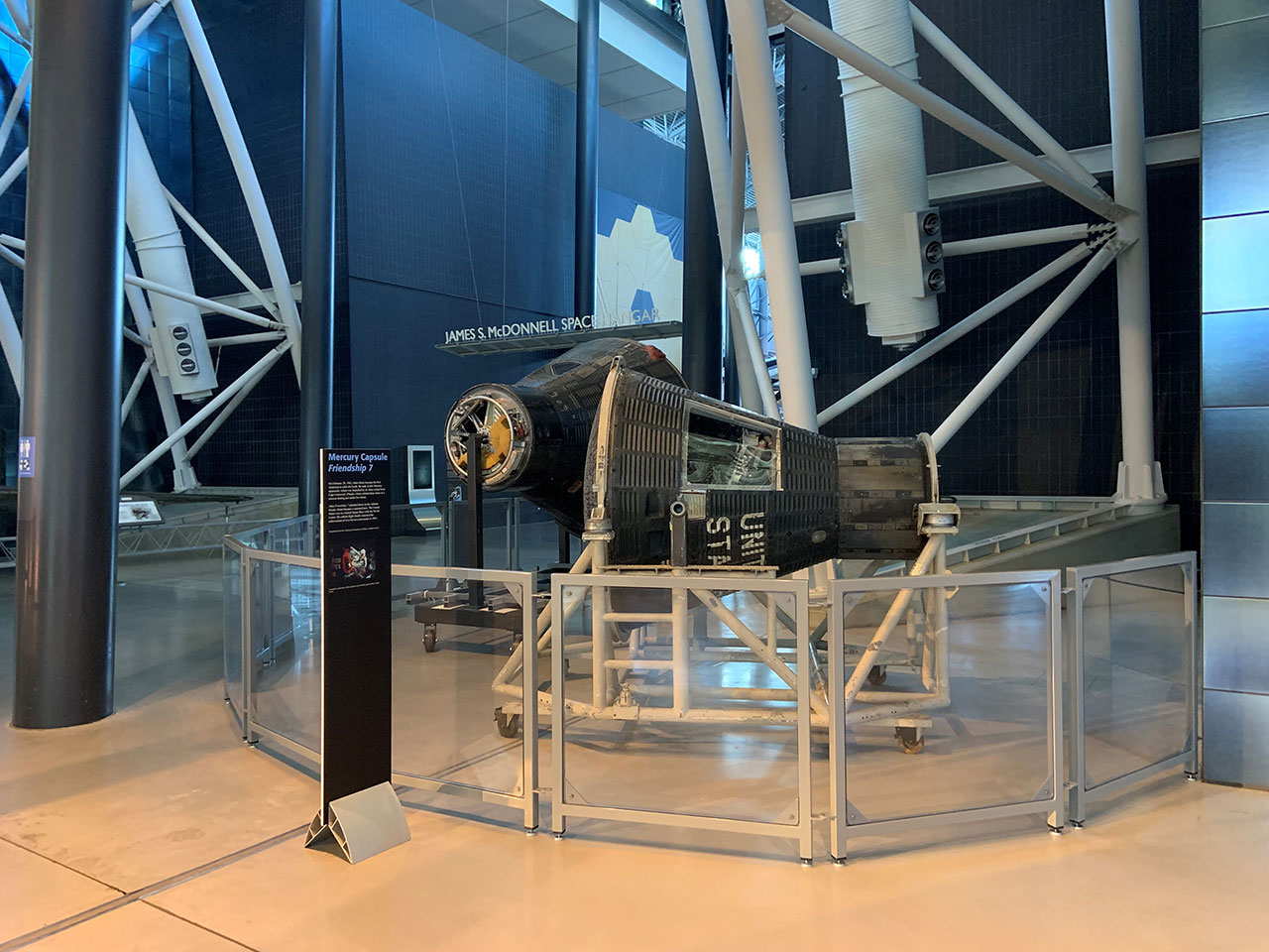 John Glenn's Mercury capsule, Friendship 7, on special display for the 60th anniversary of his history-making mission at the National Air and Space Museum's Steven F. Udvar-Hazy Center in northern Virginia.