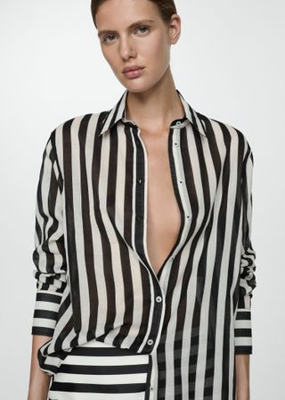 100% Semi-Transparent Striped Cotton Shirt