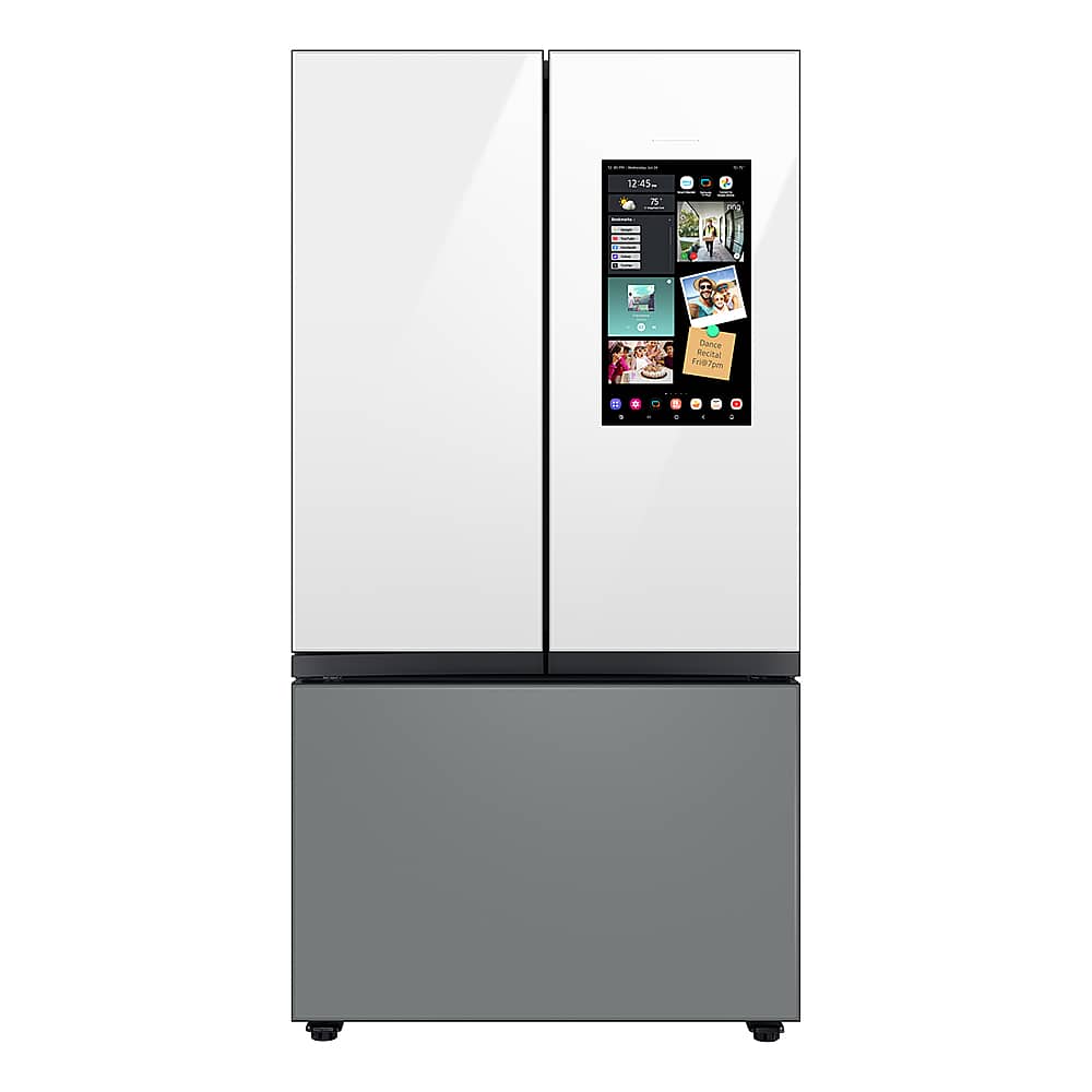 Samsung - 36 In. Wide Bespoke 30 Cu. Ft 3-Door French Door Smart Refrigerator With Family Hub - Gray Glass