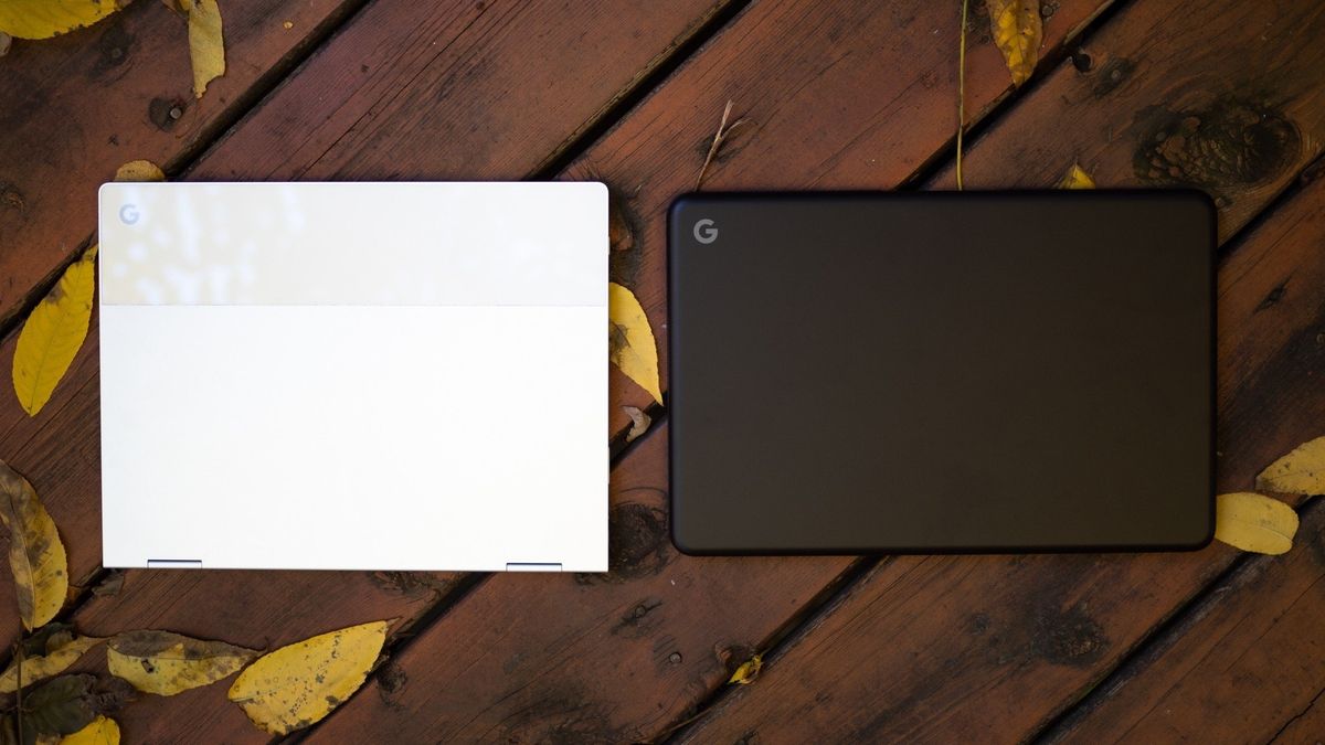 Pixelbook vs Pixelbook Go top-down view with lid closed