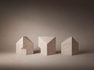 sculptural stone miniature houses designed by Patricia Urquiola for Salvatori