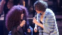 Chaka Khan (left), and Whitney Houston perform during the finale of the VH1 DIVAS LIVE '99 at the Beacon Theatre in New York on Tuesday, April 13. Other performers include Brandy, Tina Turner, and Cher, with a special performance by Elton John. Photo by Frank Micelotta/ImageDirect.
