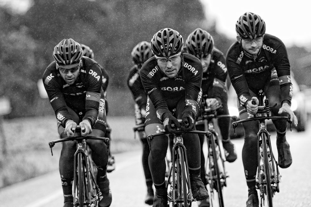 The team tries out their time trial bikes
