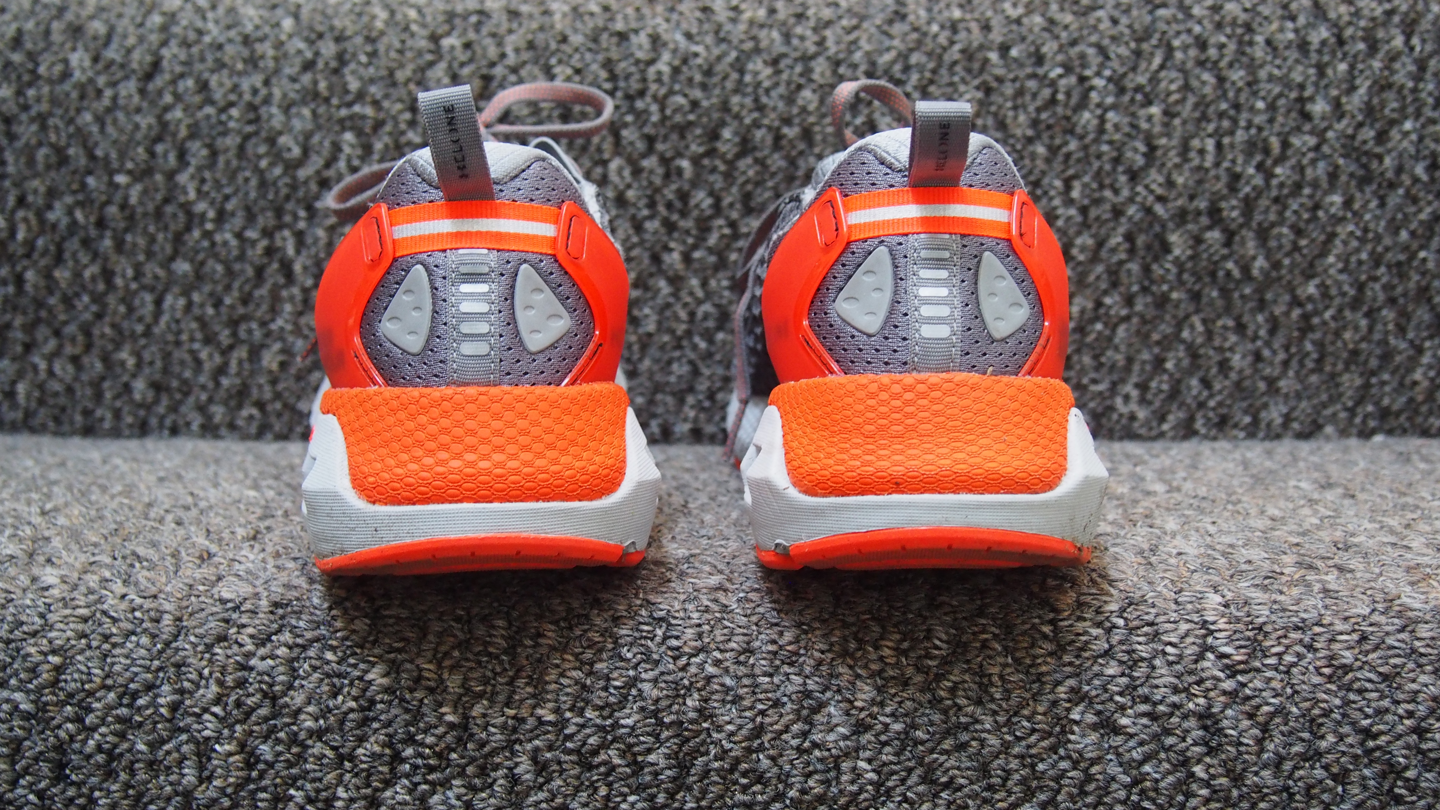 Under Armour HOVR Mega 2 Clone rear view, showing carbon rubber outsole