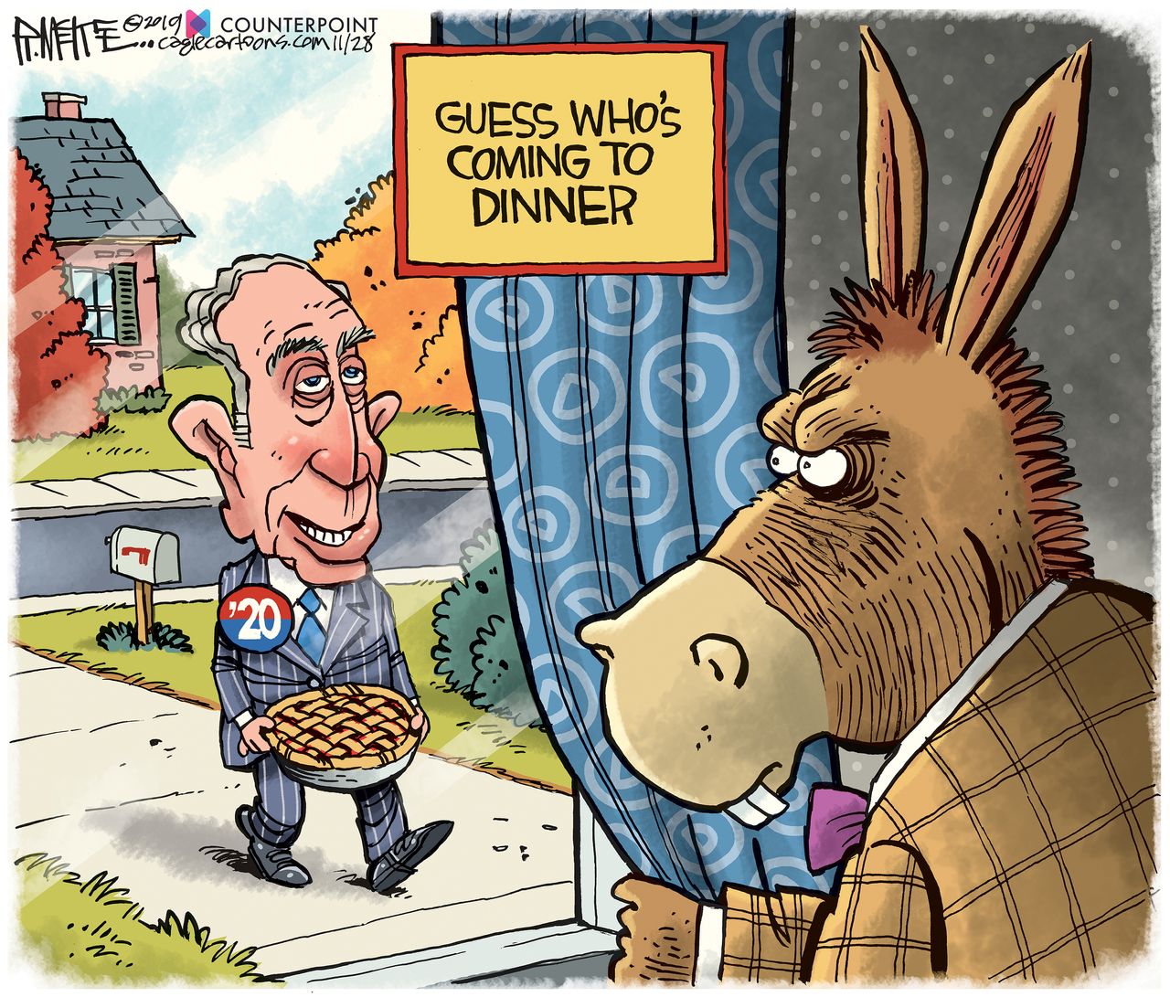 Political Cartoon U.S. Democrats Bloomberg 2020 Guess Who&amp;#039;s Coming To Dinner