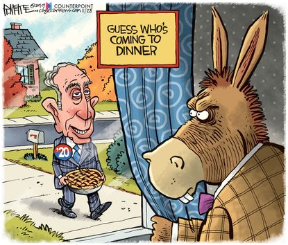 Political Cartoon U.S. Democrats Bloomberg 2020 Guess Who's Coming To Dinner