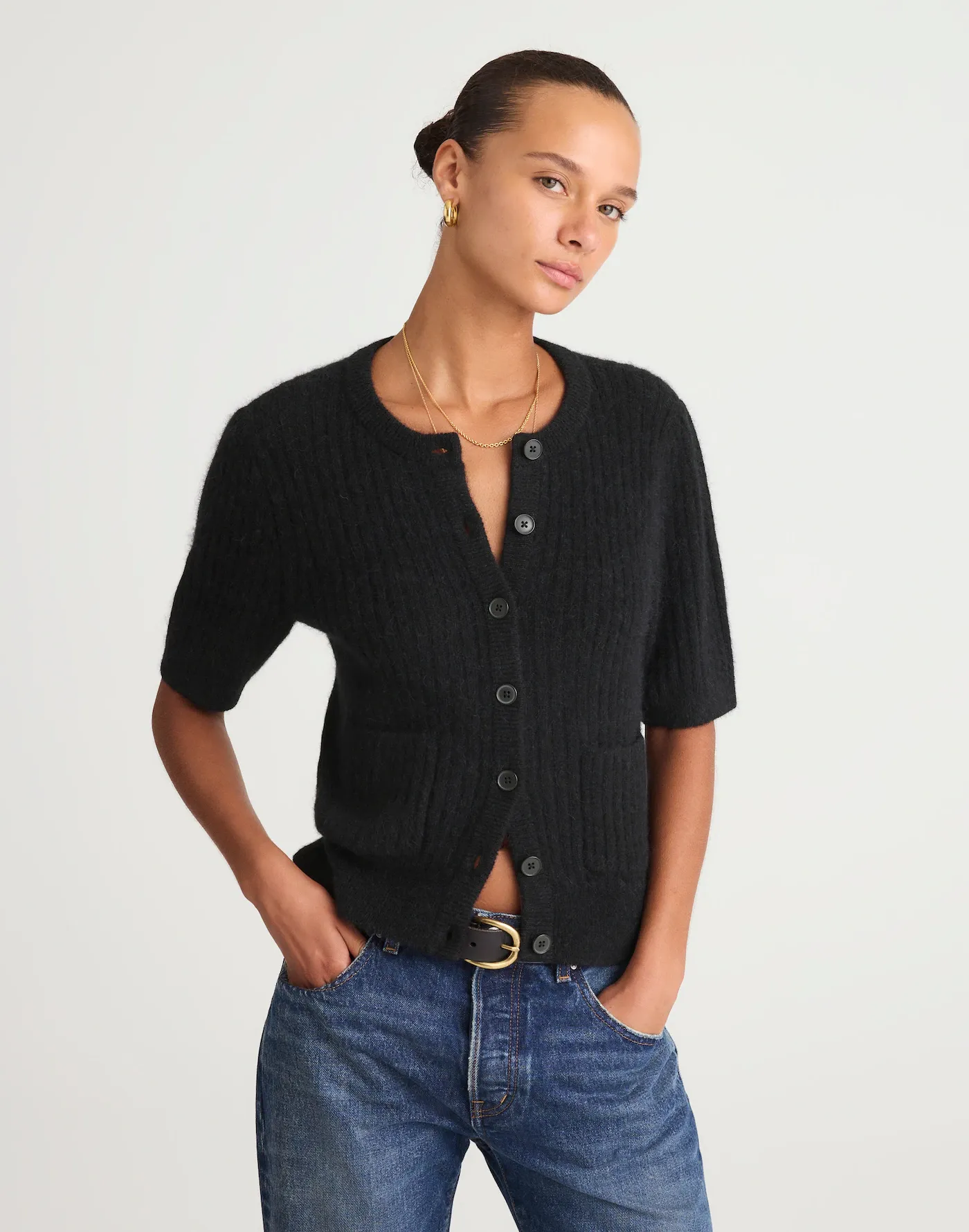 Madewell, Patch-Pocket Puff-Sleeve Cardigan