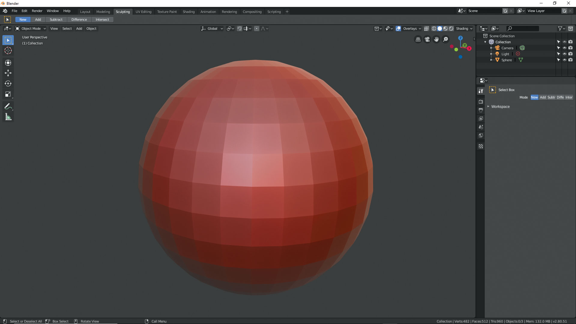 Sculpt in Blender: UV sphere