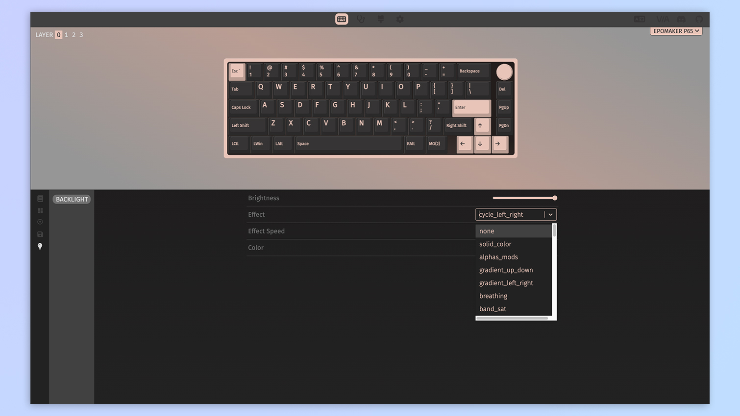 Epomaker P65 customization via VIA web app