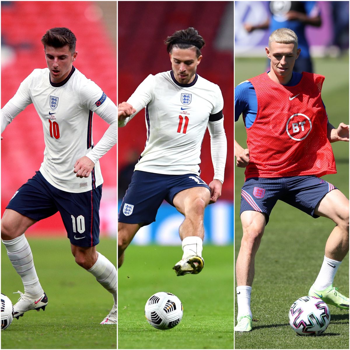 Mason Mount, Jack Grealish and Phil Foden