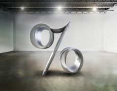 silver percent sign rendering in room